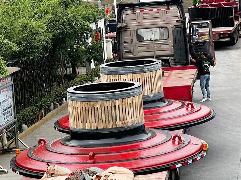 Ball mill end cover castings loaded for delivery